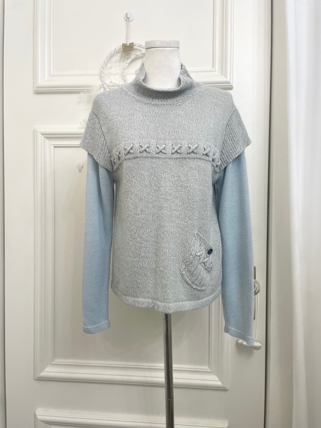 sky blue pocket point mori knit top 상품이미지1