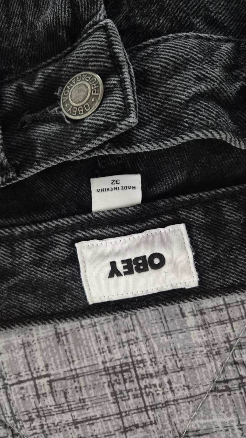 오베이 빅윅 배기 데님 흑청 32 상품이미지3