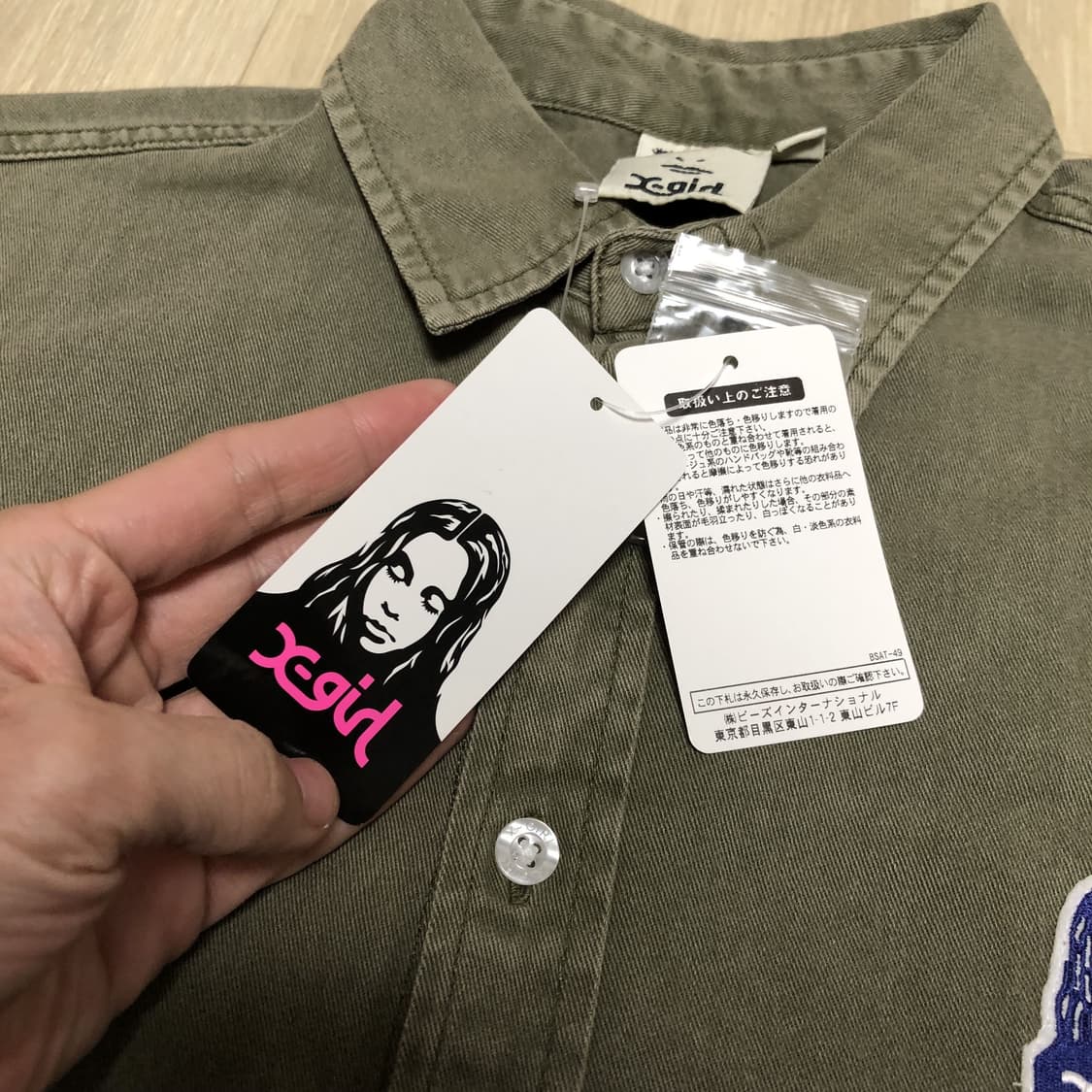 (우먼스 S) 새상품 X-GIRL 엑스걸 페이스 피그먼트 다잉 셔츠 상품이미지4