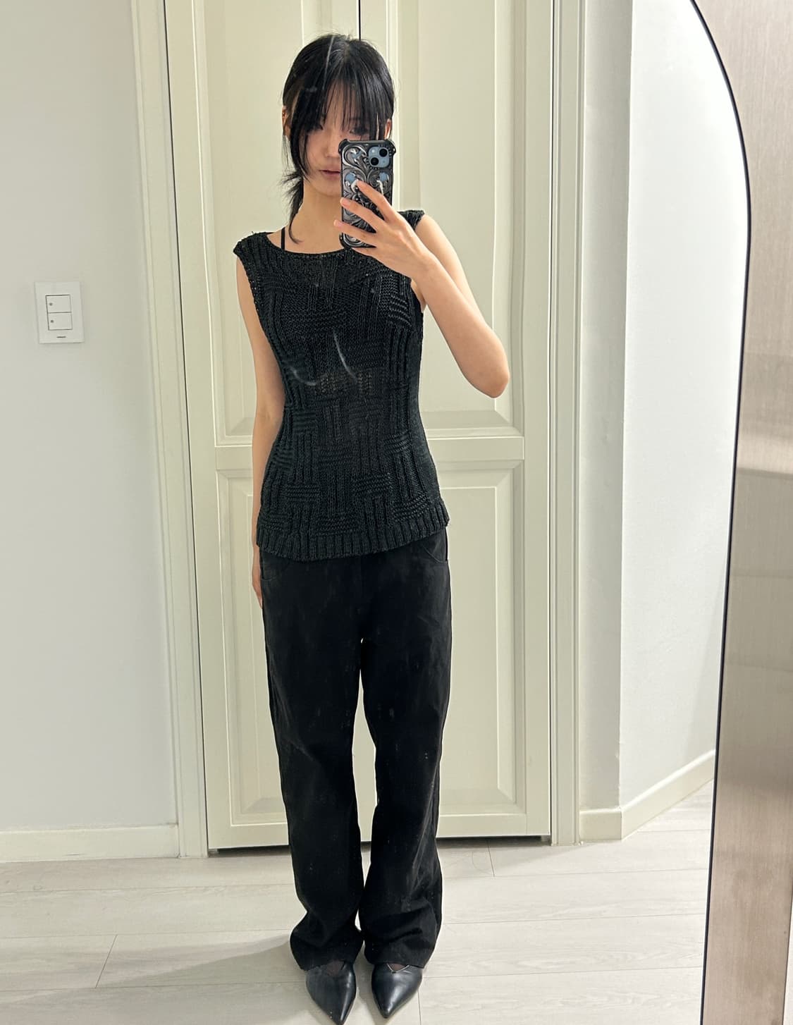 Charcoal Sleeveless Knit Top / 빈티지 나시 상품이미지1