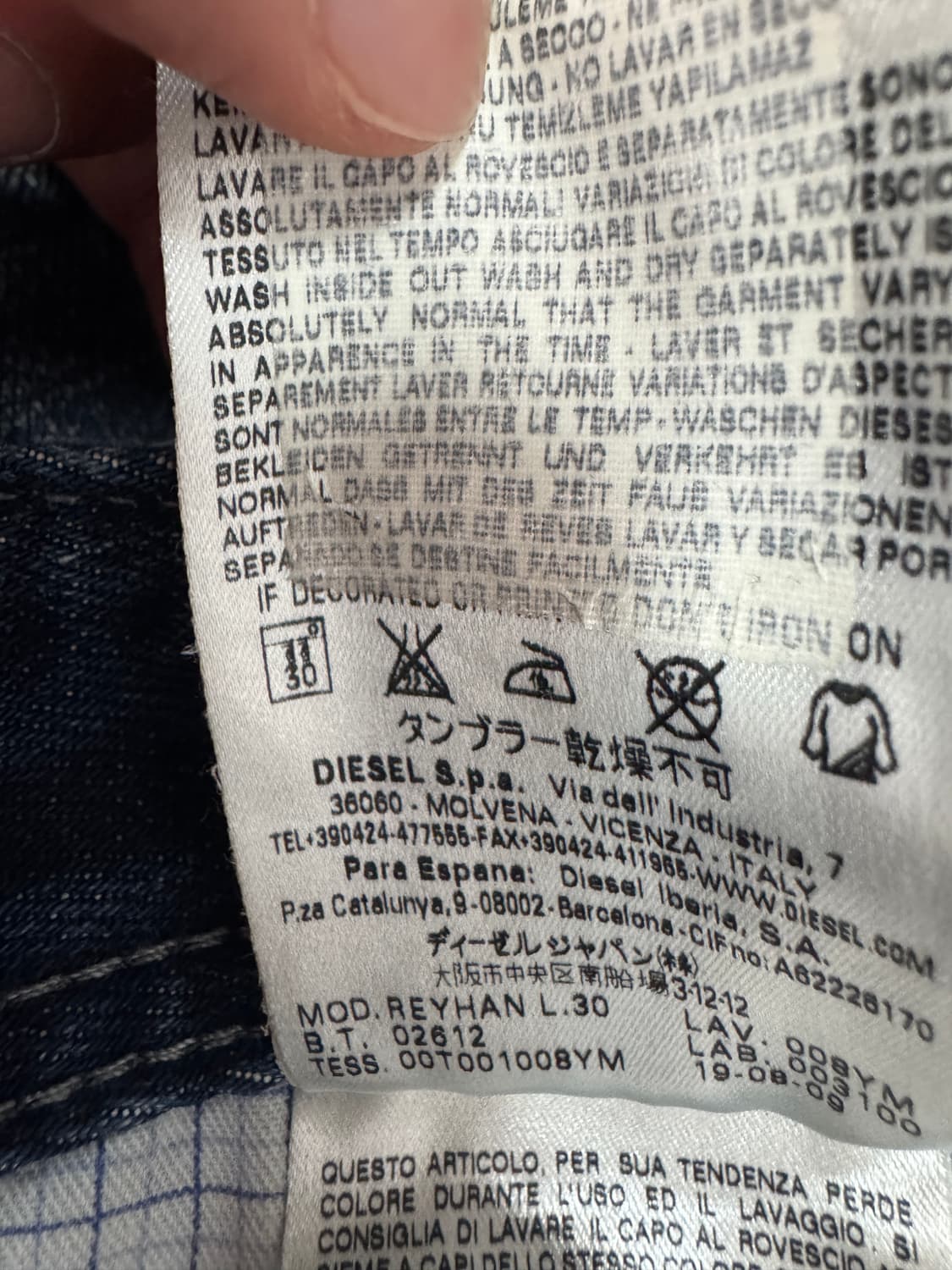 디젤 Diesel 데미지 워싱 버튼 데님팬츠 상품이미지5