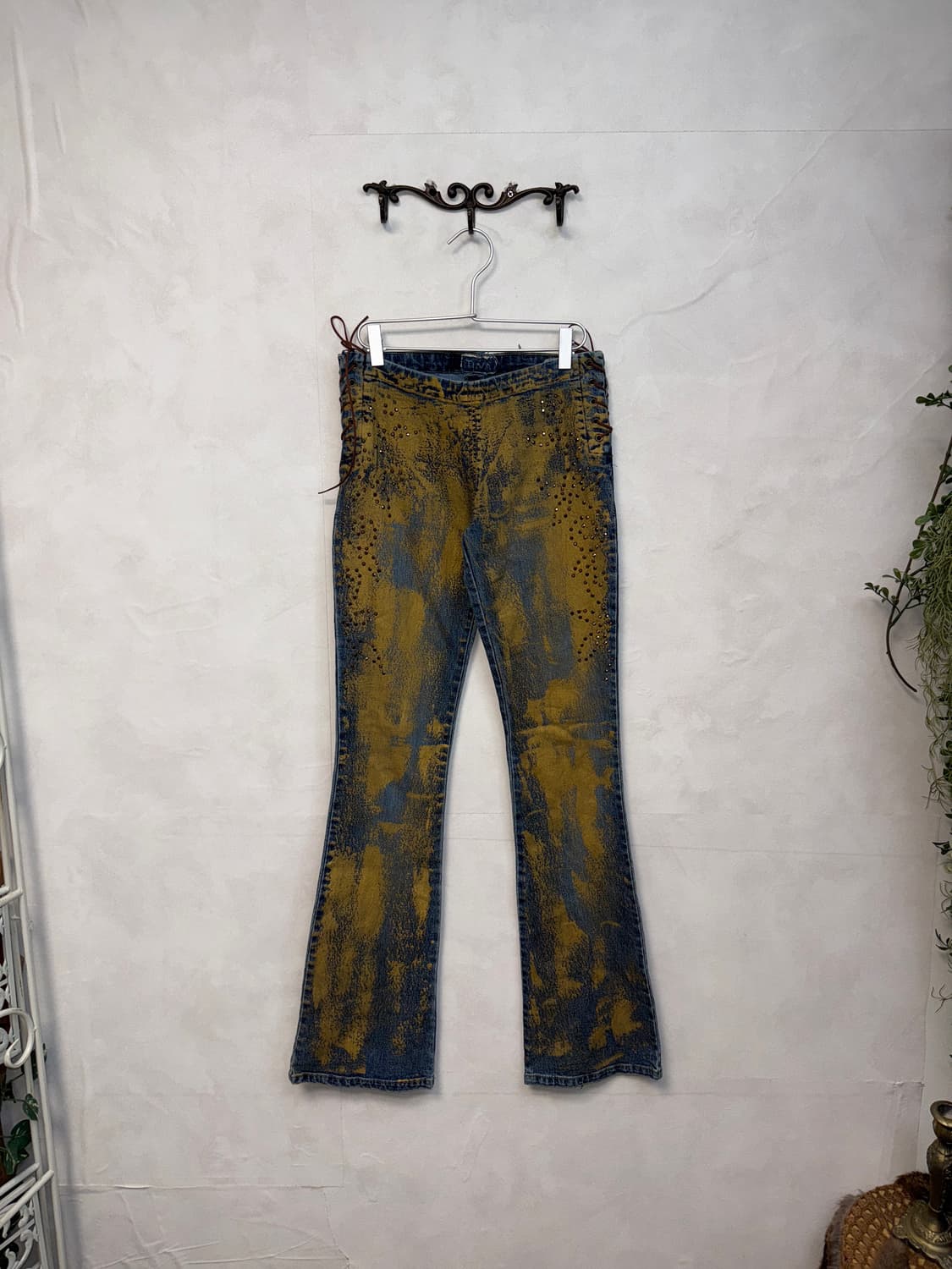 Gold washing denim laceup cubic 부츠컷팬츠 상품이미지1
