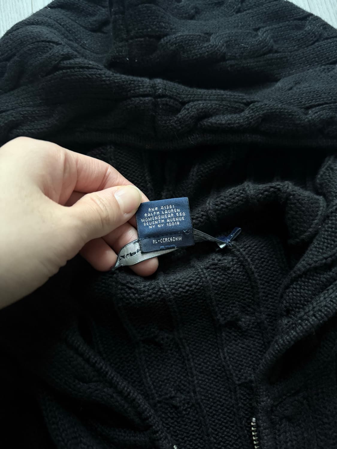 폴로 랄프로렌 포니 로고 블랙 케이블 니트 후드집업 상품이미지8