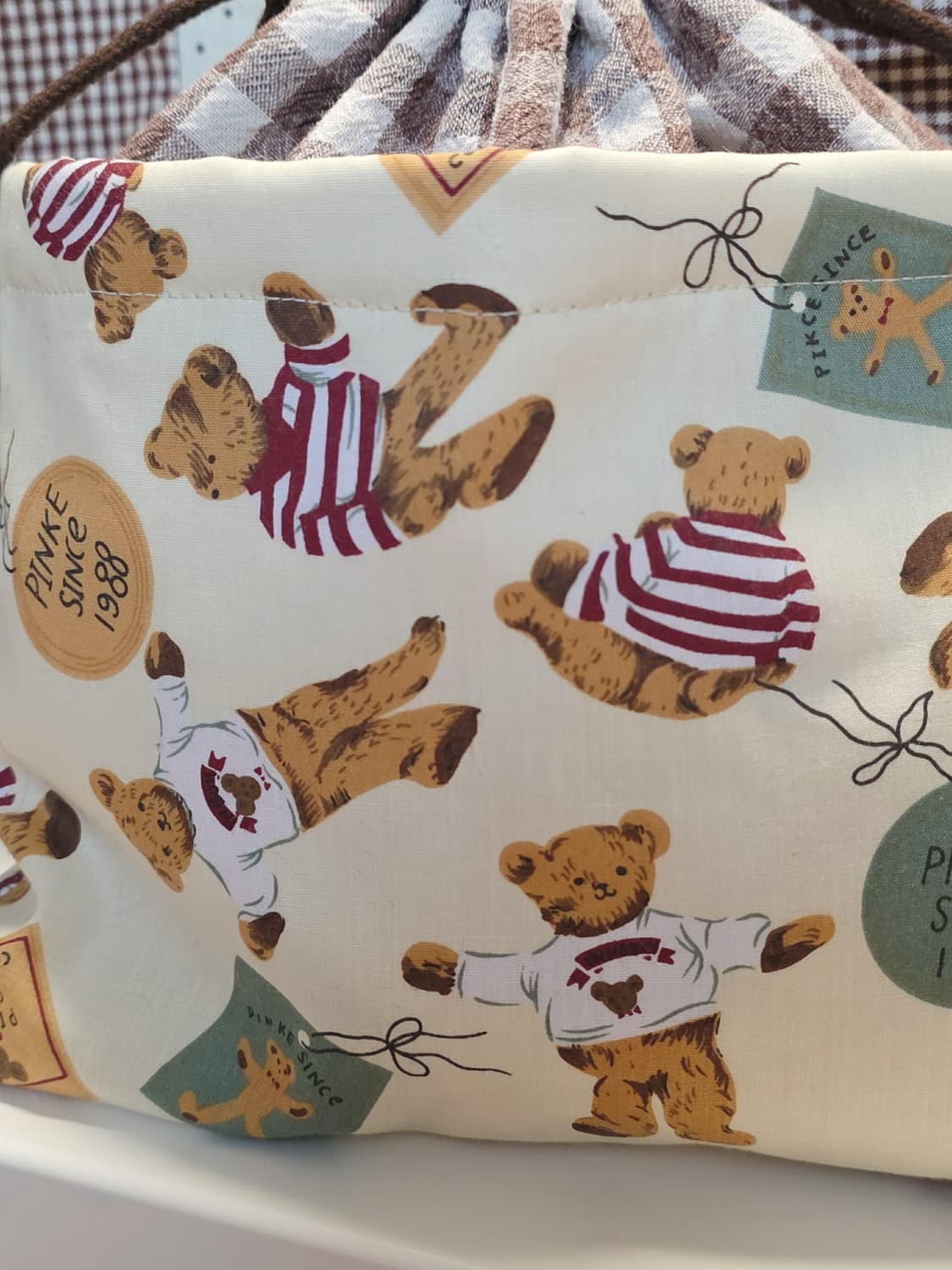 핸드메이드 곰무늬 스트링 파우치 상품이미지2