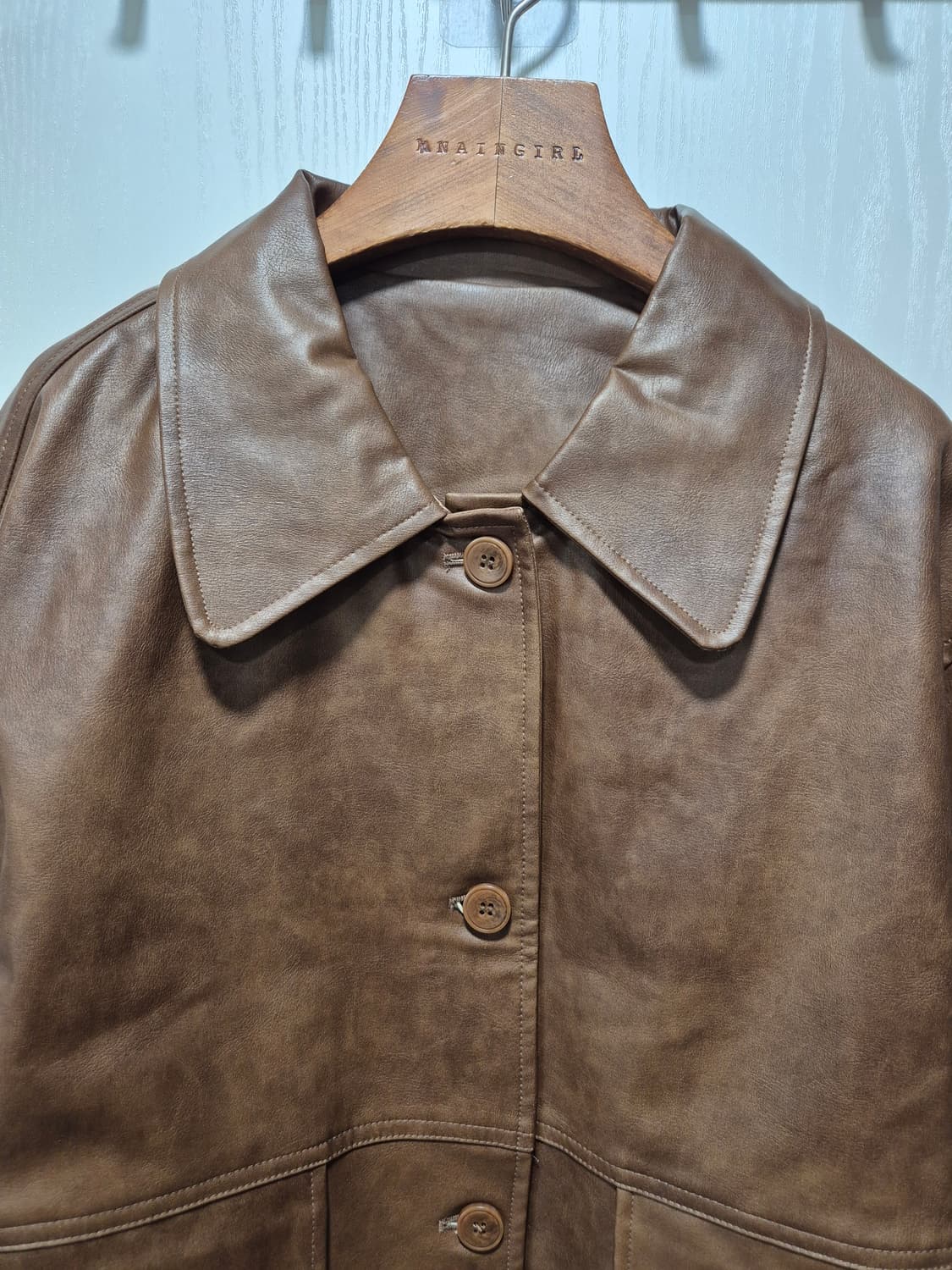 (타임세일)(새상품)Jellpe 브라운 레더 자켓 상품이미지3