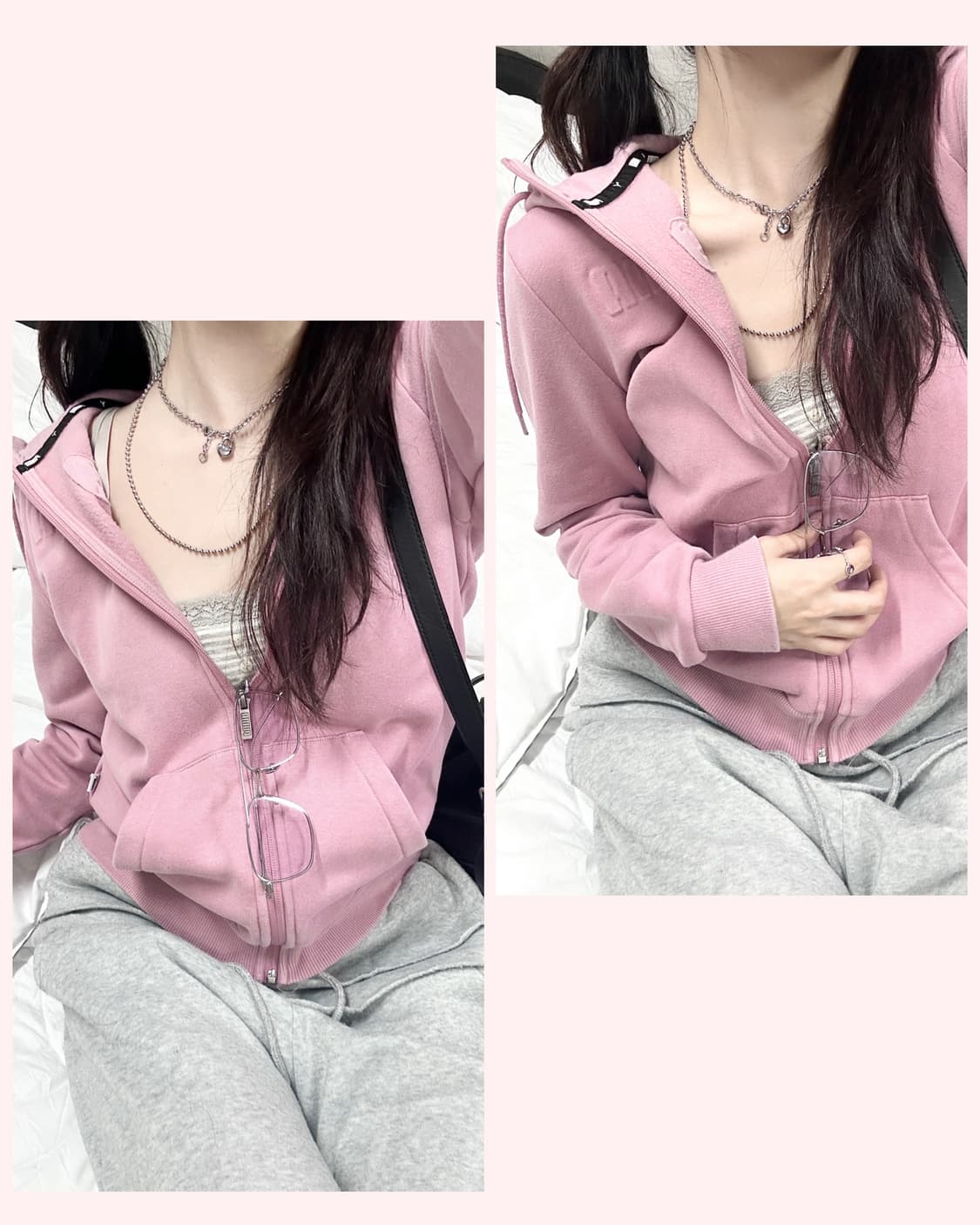 푸마 스펠로고 핑크 후드집업 상품이미지1