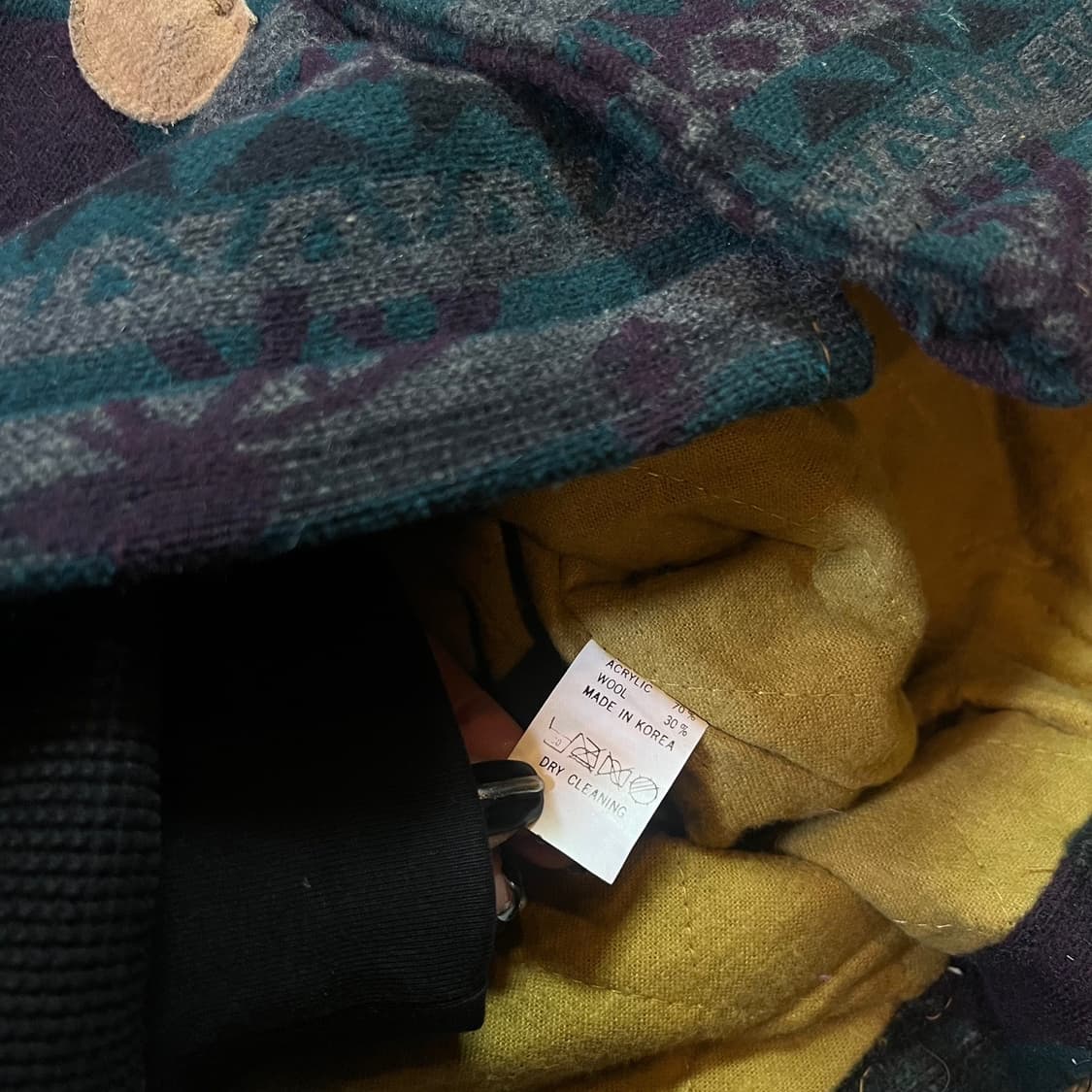 VTG 빈티지 페어아일 노르딕 스웨이드 하프 더플 코트 상품이미지5