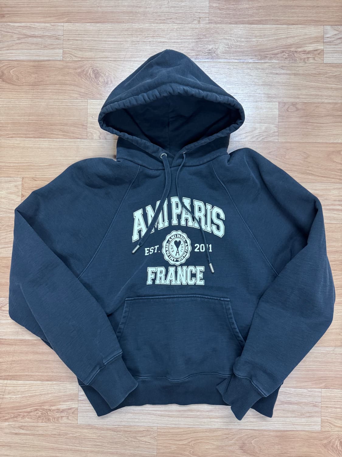 교환 아미 파리 프랑스 후드 스웨트셔츠 블랙 XL -> L 교환 상품이미지2