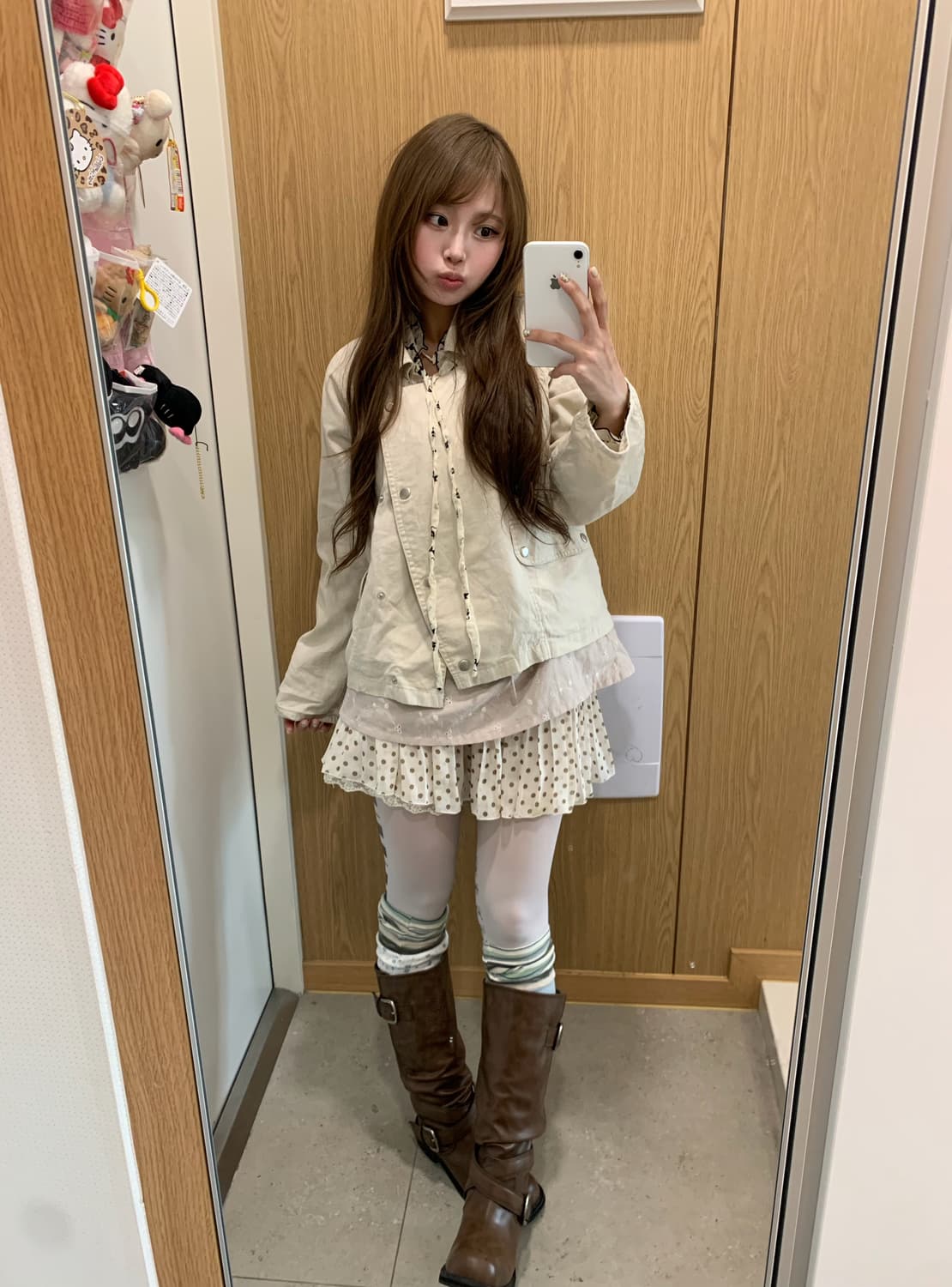 베이지 아이보리 네코 히메 모리걸 니혼진 코디세트 상품이미지1