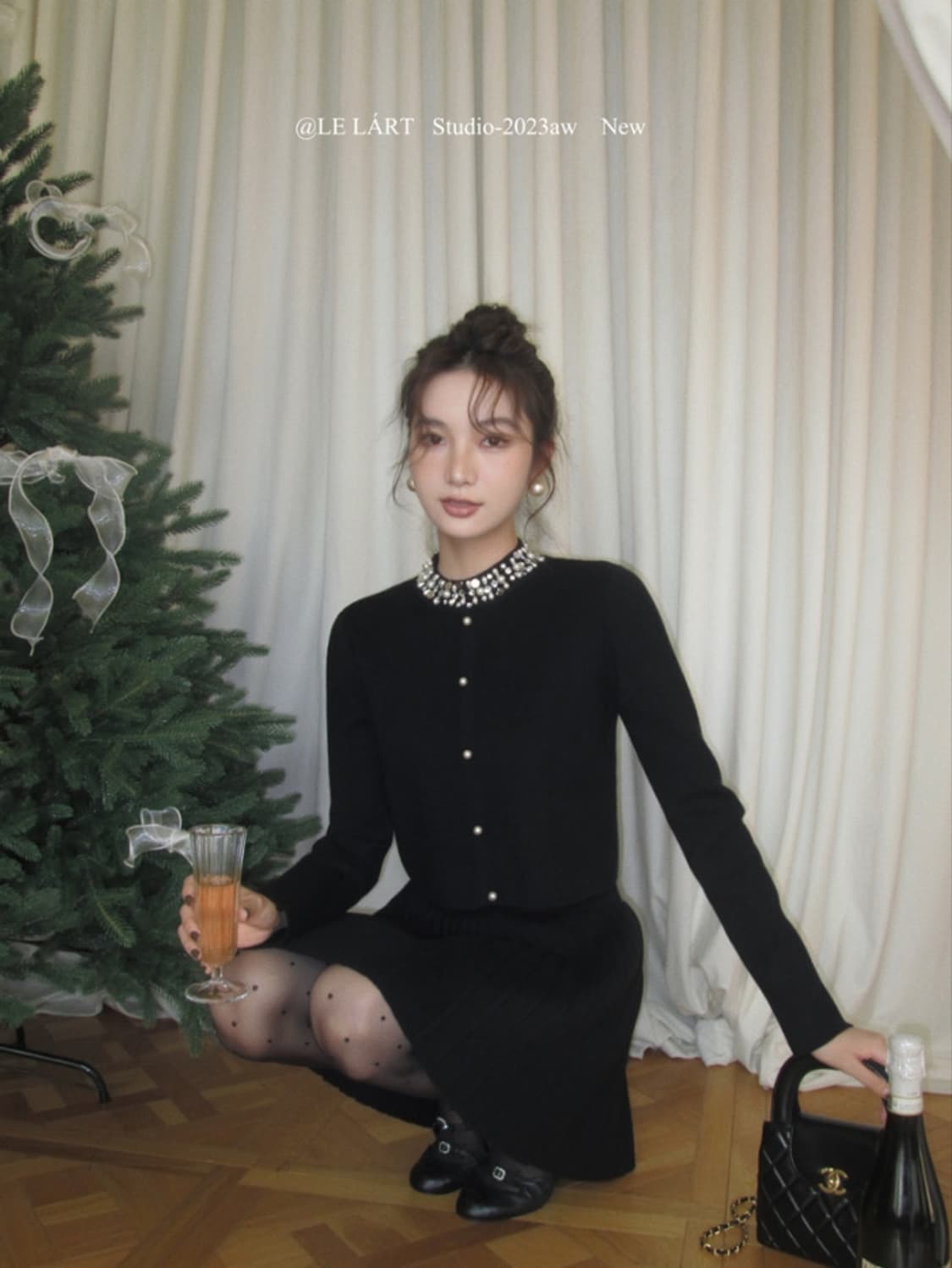 LELART 연말 진주 비즈 니트 [새상품] 상품이미지5