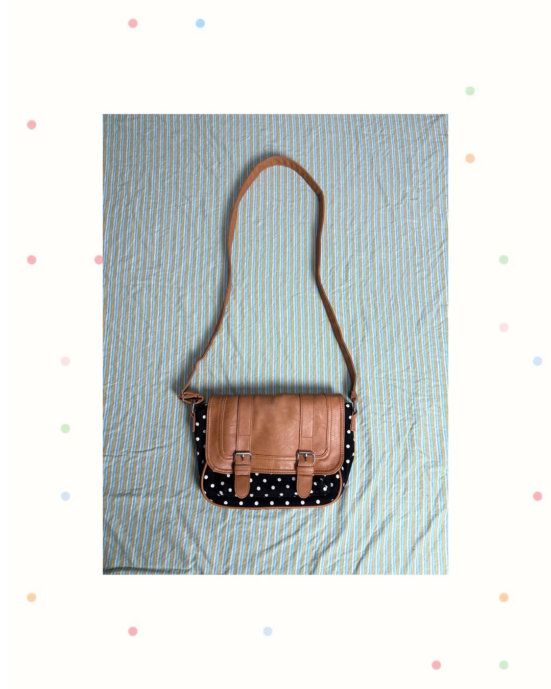블랙 도트 가죽 크로스백 상품이미지1