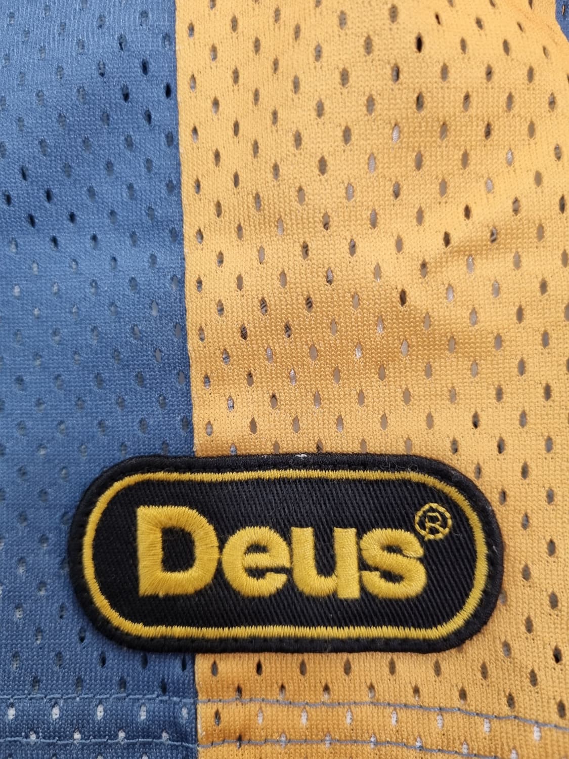 데우스 커스텀즈 모토 져지 XL 블루 옐로우 상품이미지4