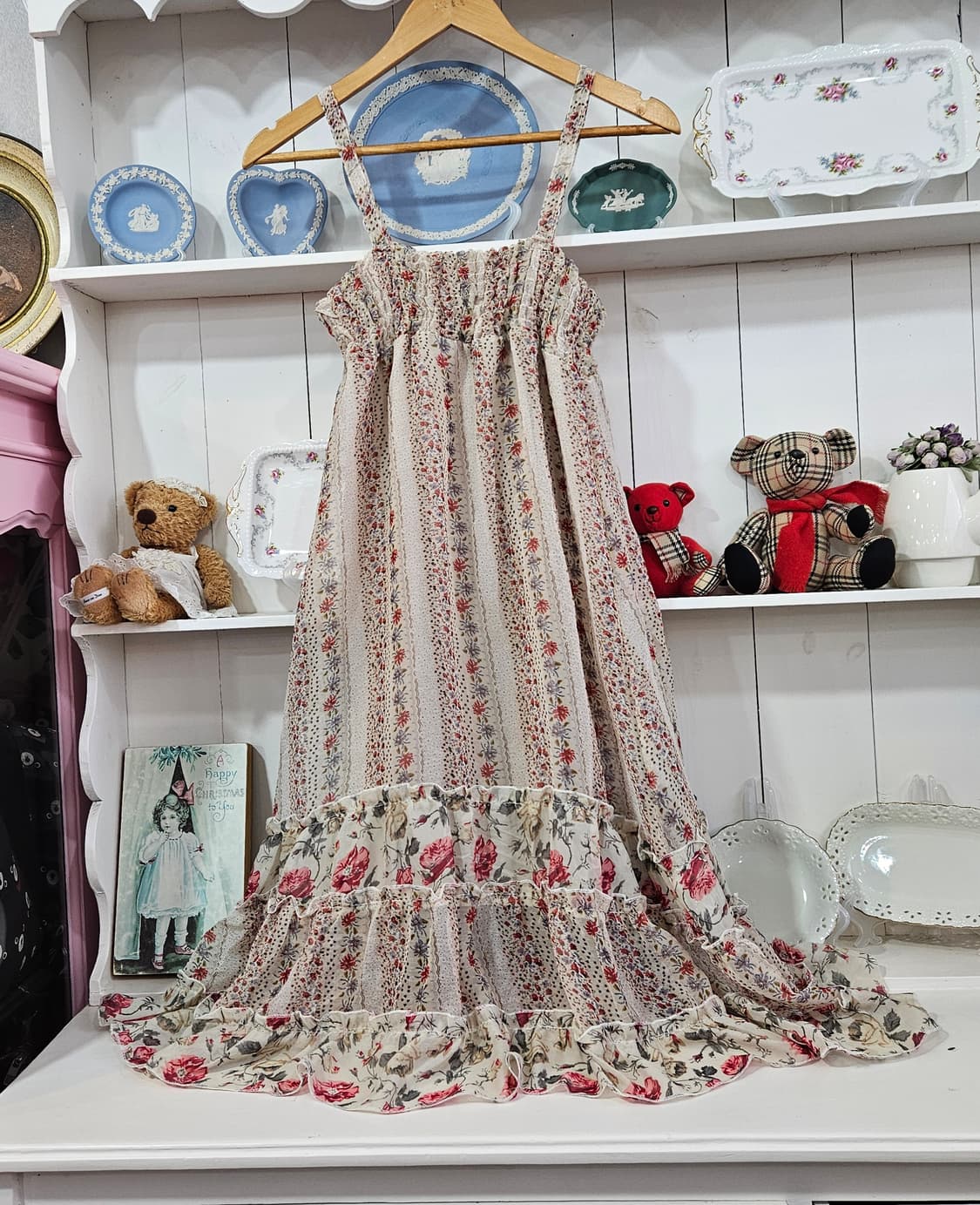 0327플로럴 셔링 롱 원피스 상품이미지1