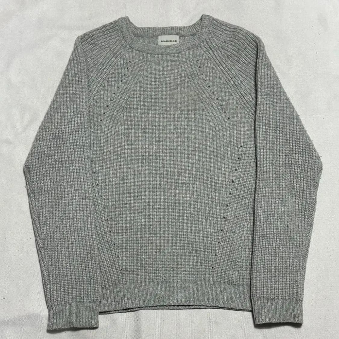 솔리드옴므 라운드넥 그레이 울 니트 상품이미지2