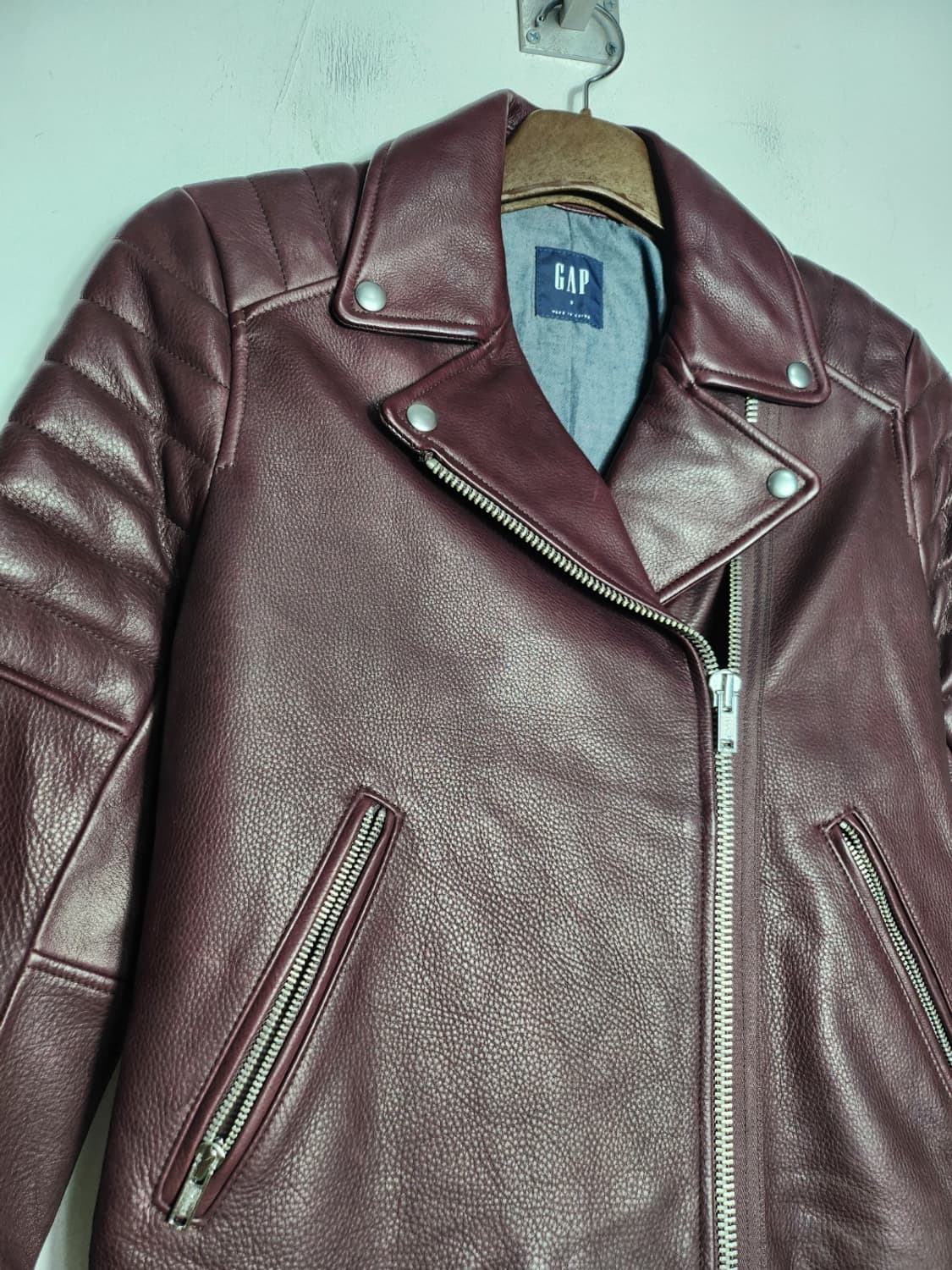 Gap 버건디 가죽 라이더 자켓 상품이미지2