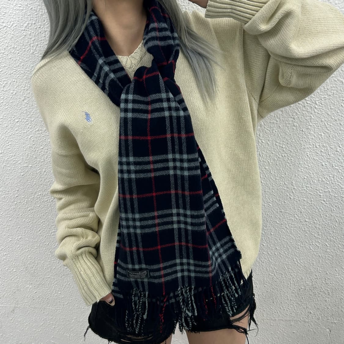 버버리 네이비 노바체크 램스울 머플러 상품이미지2