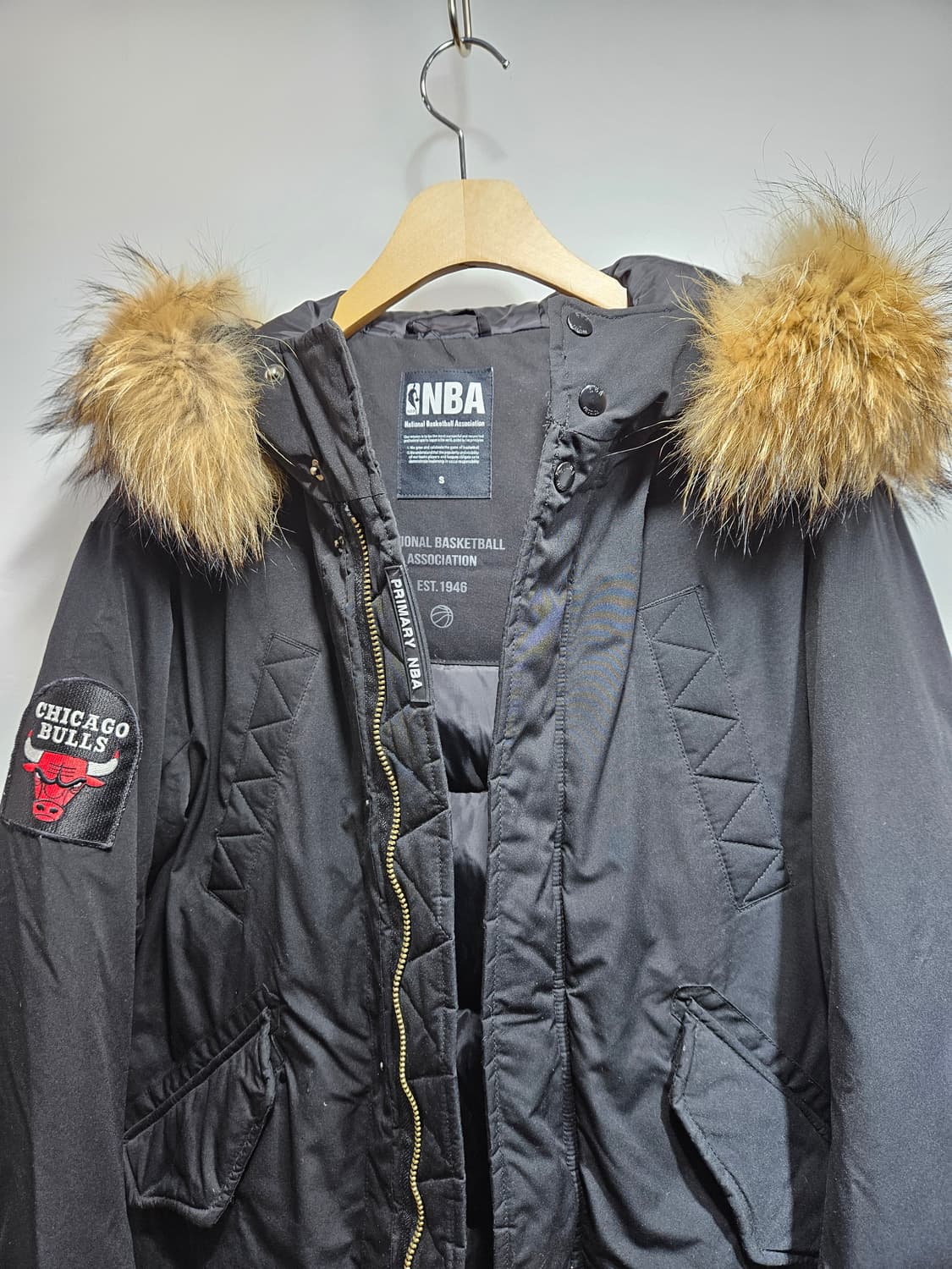 NBA 시카고불스 라쿤털후드 오리털 야상 롱패딩 S 상품이미지4
