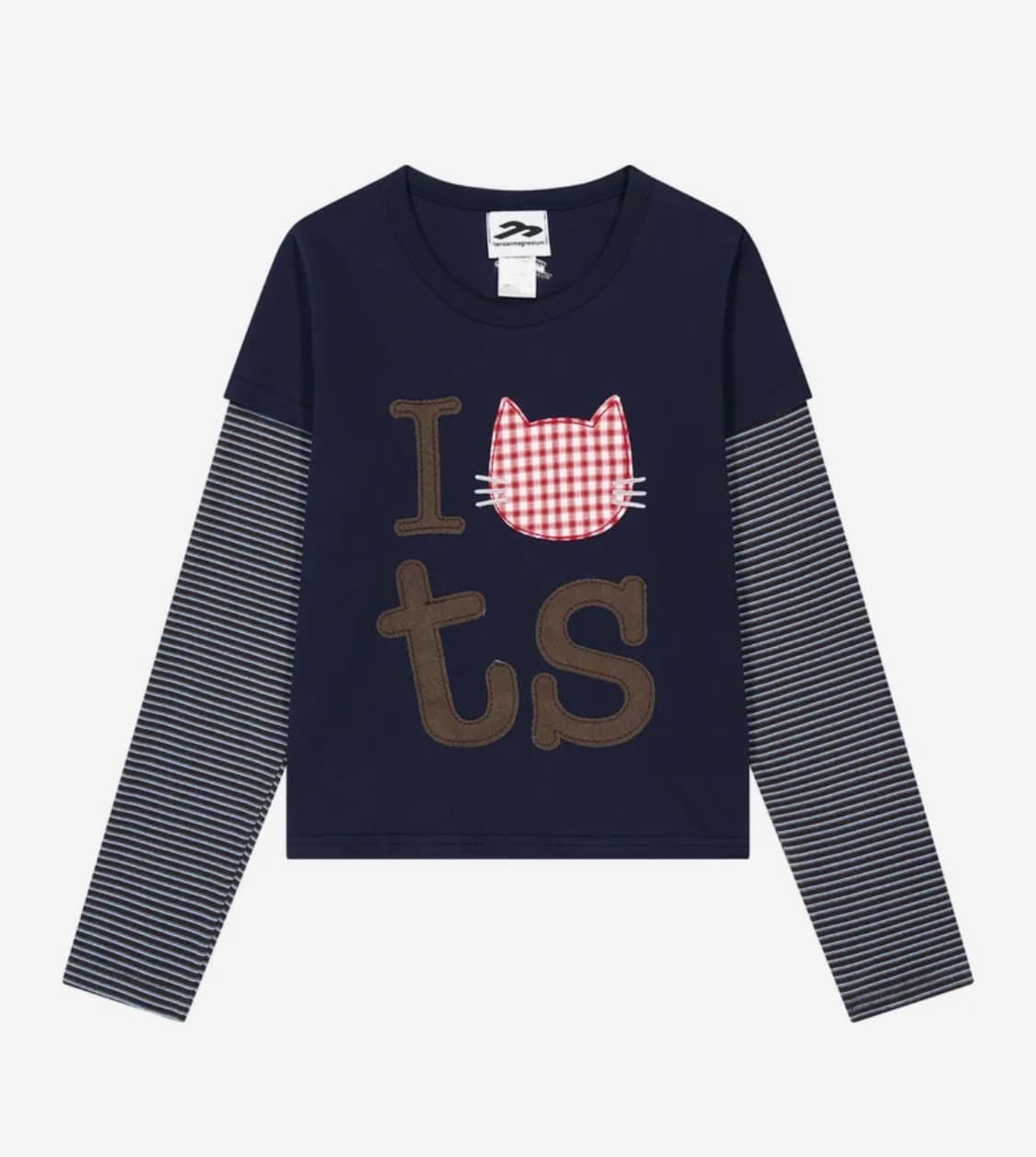 주영X탄산 고양이 레이어드 롱슬리브 (네이비) 상품이미지1