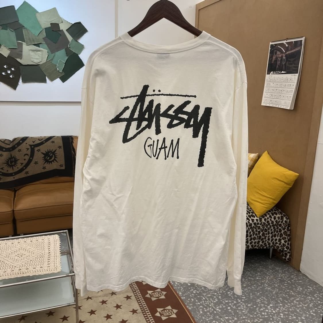 스투시 빈티지 오버핏 빅로고 괌 프린팅 롱슬리브 XL C09829 상품이미지4