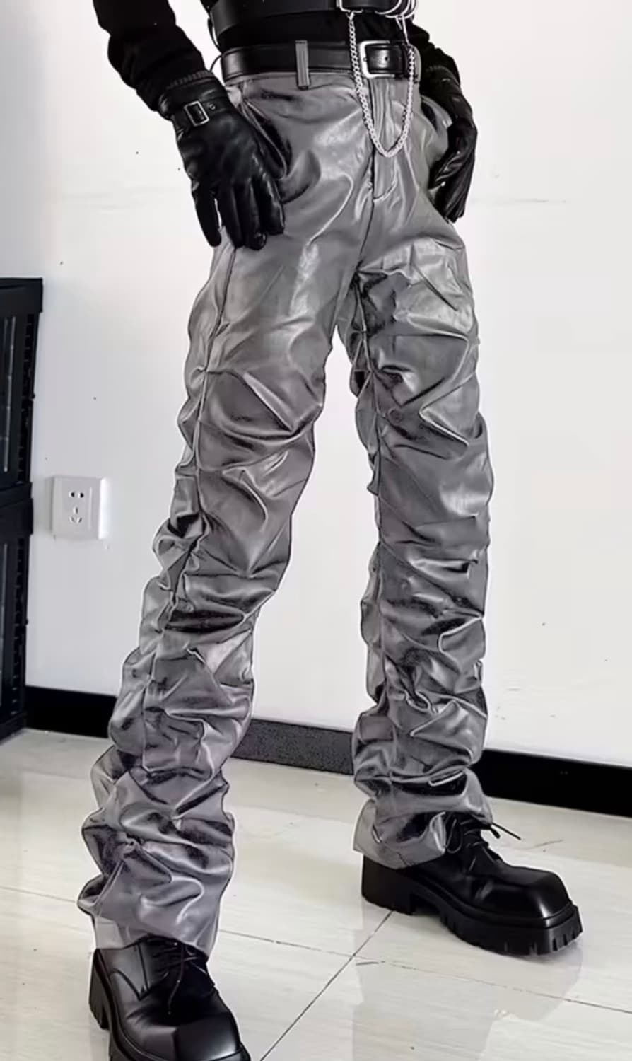 Faux Leather Pants Silver 상품이미지1