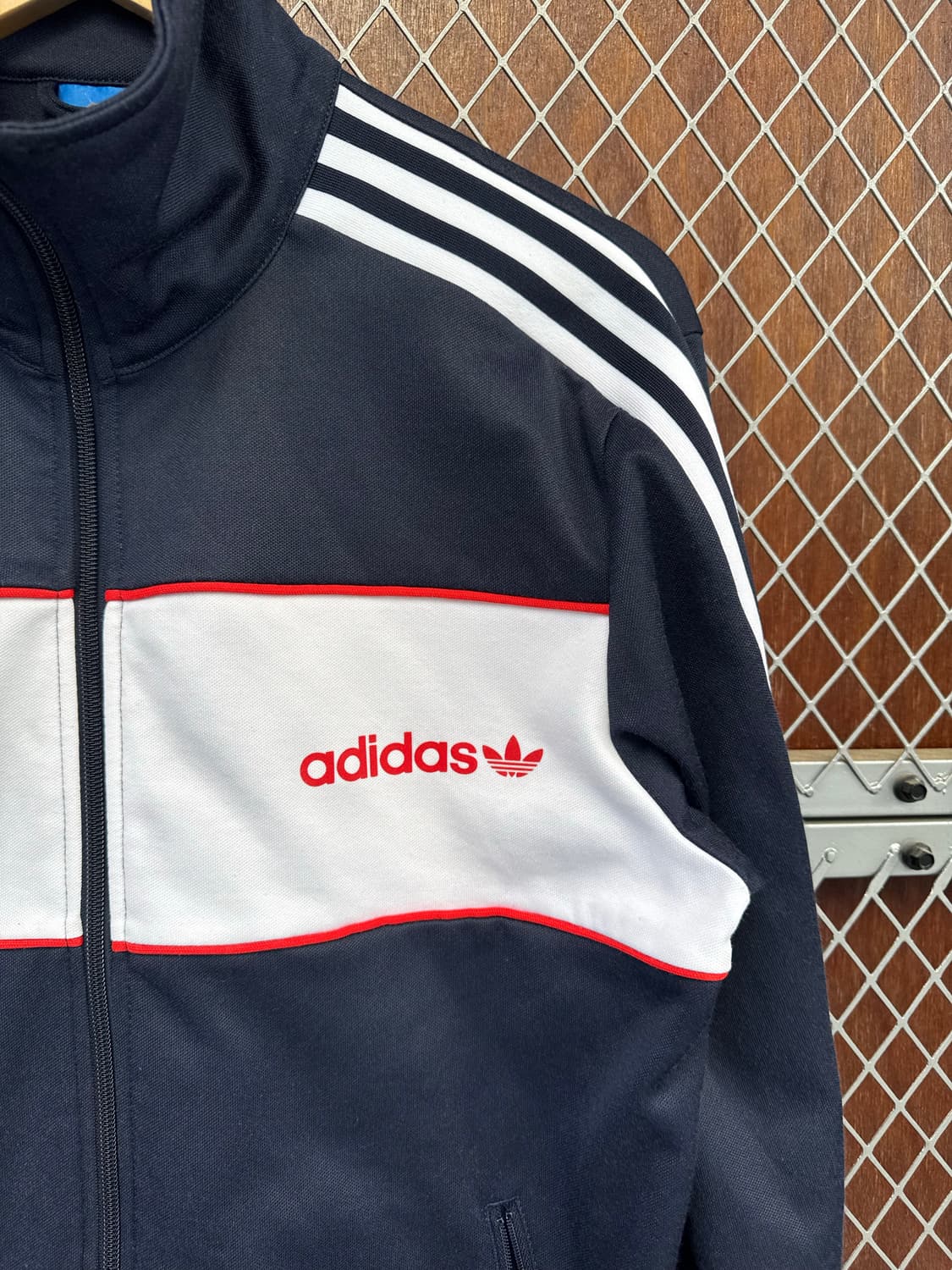 아디다스 컬러 배색 블록 네이비 삼선 트랙탑 져지 자켓 M 상품이미지2