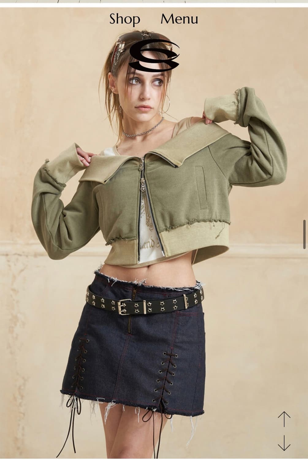 컷 앤 슬래시(cutandslash) 오프숄더 투웨이 크롭 집업 상품이미지5