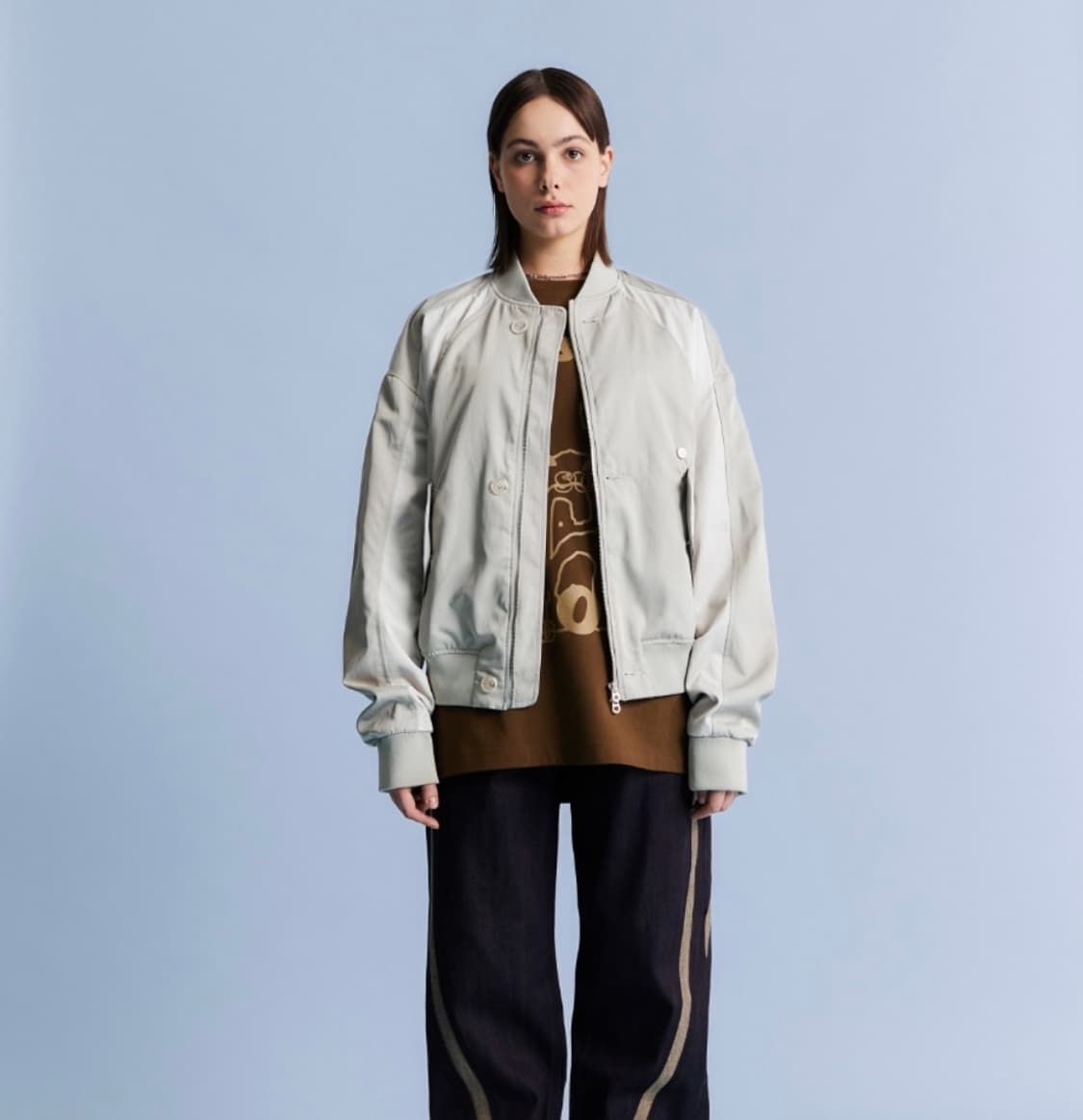 애드오프 트윈 패널 봄버 자켓 베이지 S 상품이미지2