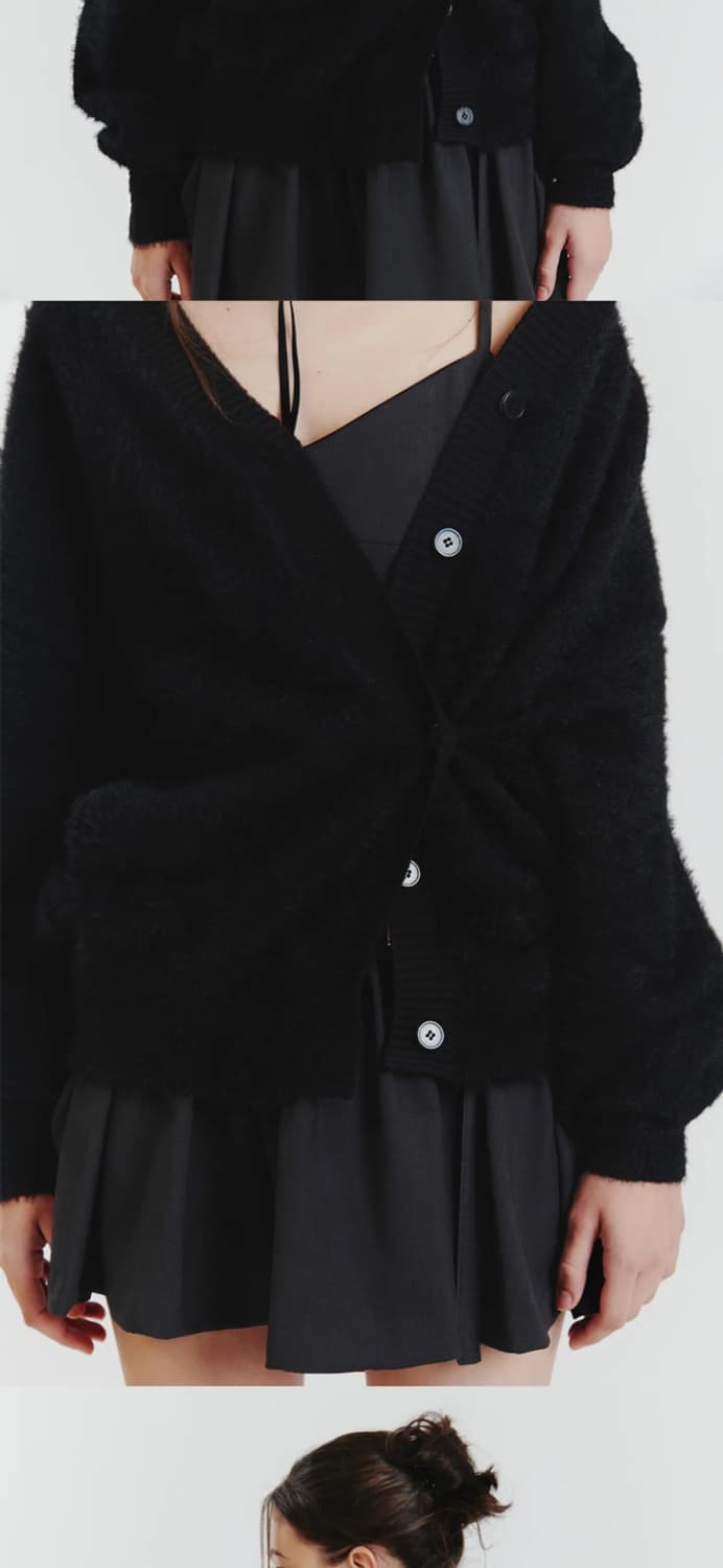 페인오어플레져 에바 퍼 가디건 블랙 상품이미지4