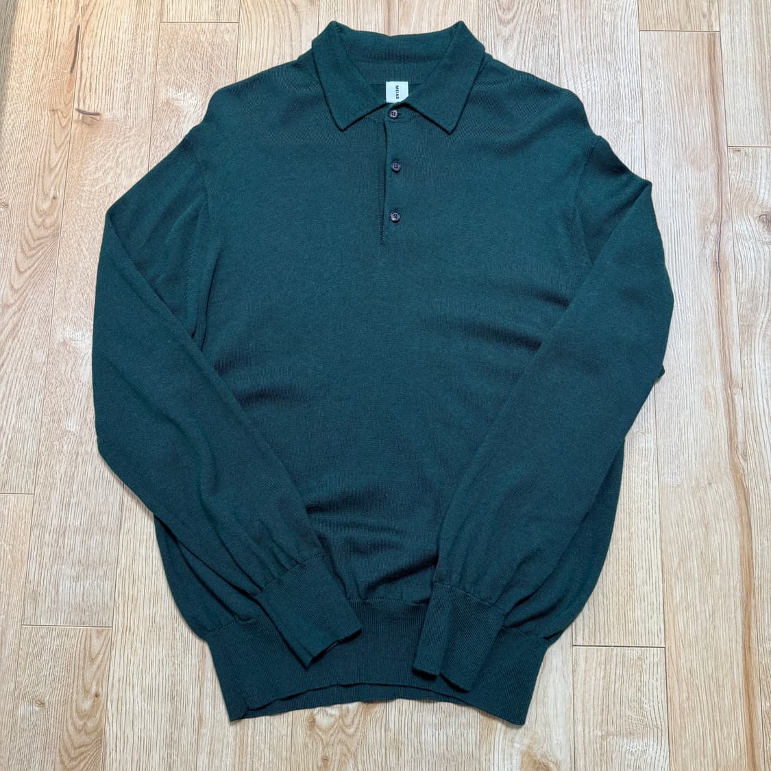 메이아스 meias 울 실크 폴로 니트 딥그린 L 상품이미지6