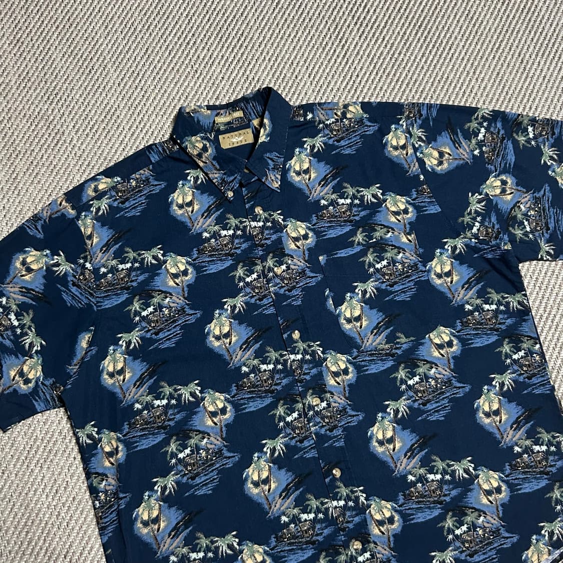 [XL] Natural Issue 빈티지 USA 네이비 하와이안 셔츠 상품이미지3