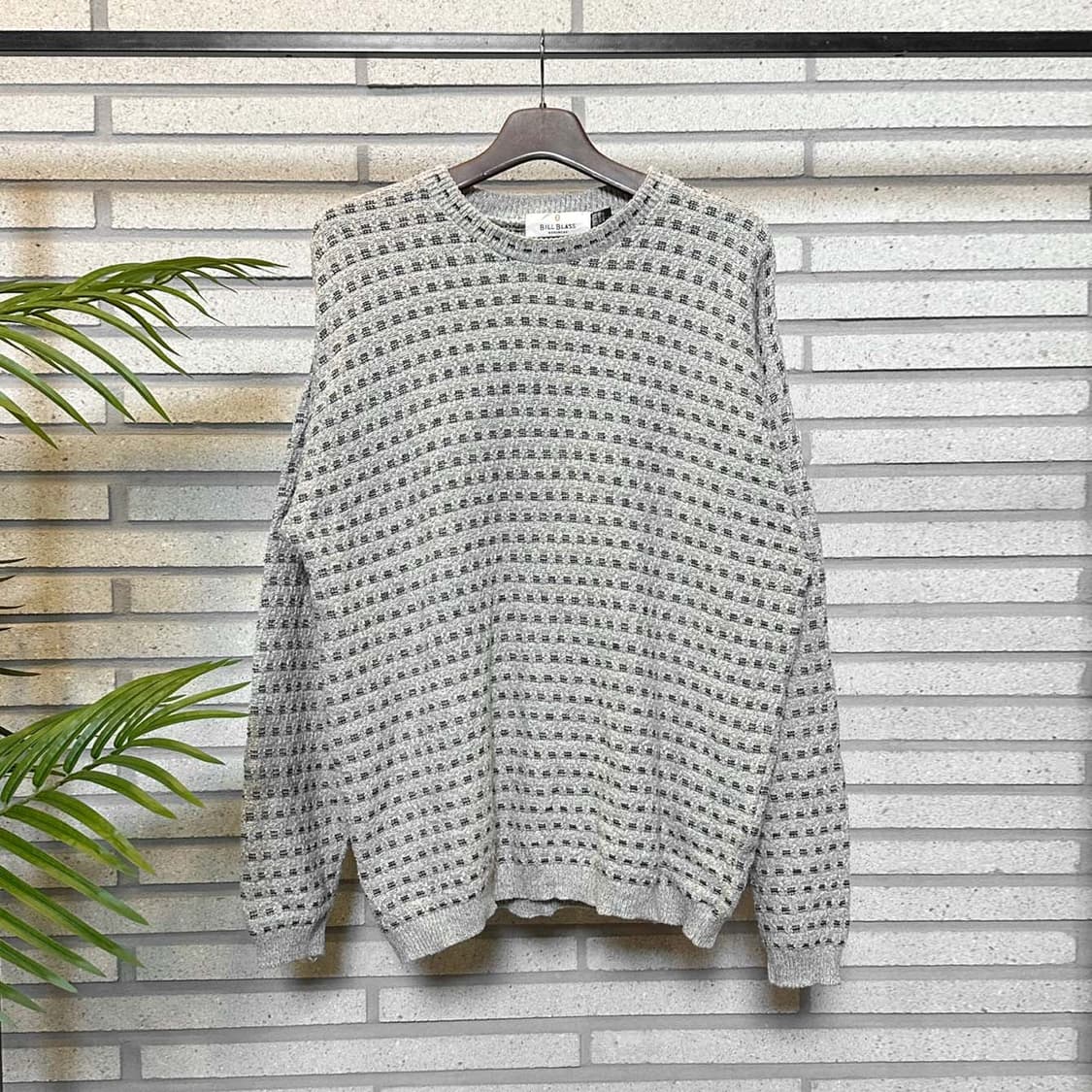 USA VINTAGE 니트 라운드넥 미니 스티치 패턴 디테일 그레이 상품이미지2