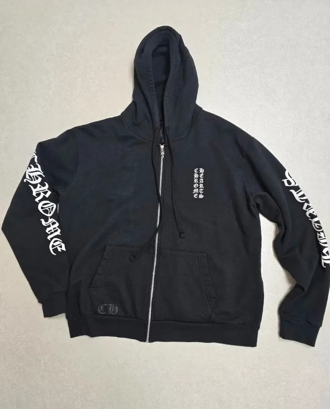 크롬하츠 버티컬 롱 플리스 후드집업 블랙 L 상품이미지1