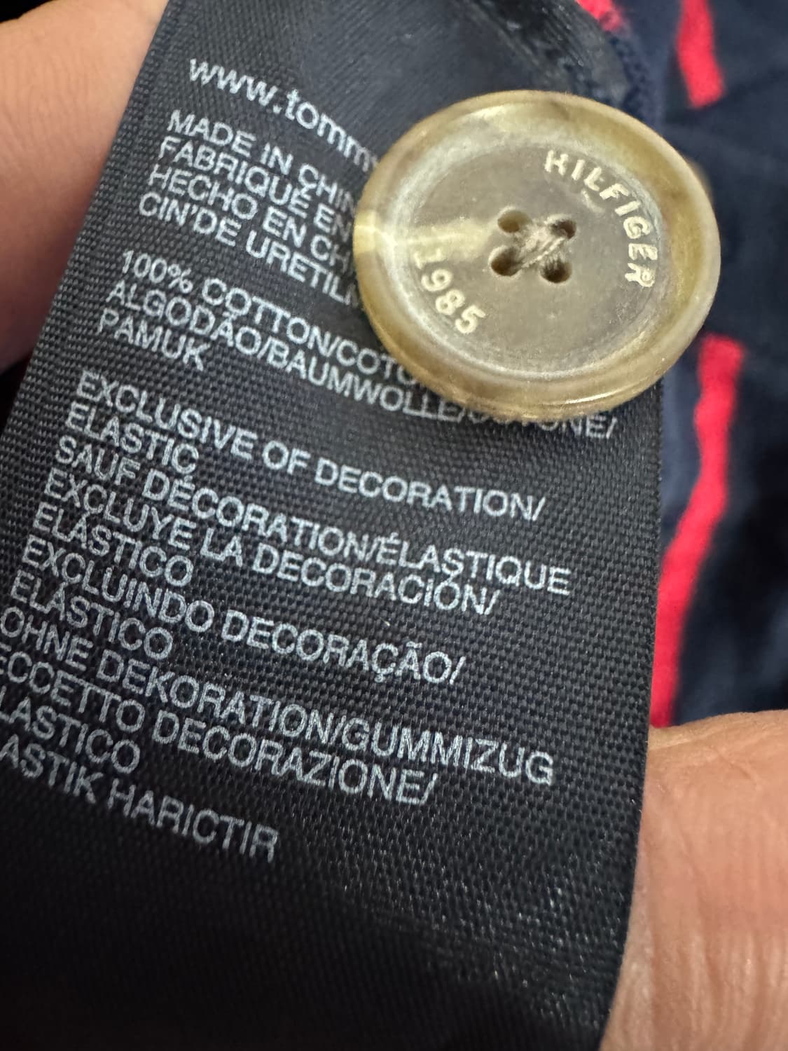 여성 타미힐피거 레드 스트라이프 코튼 가디건 S 상품이미지4