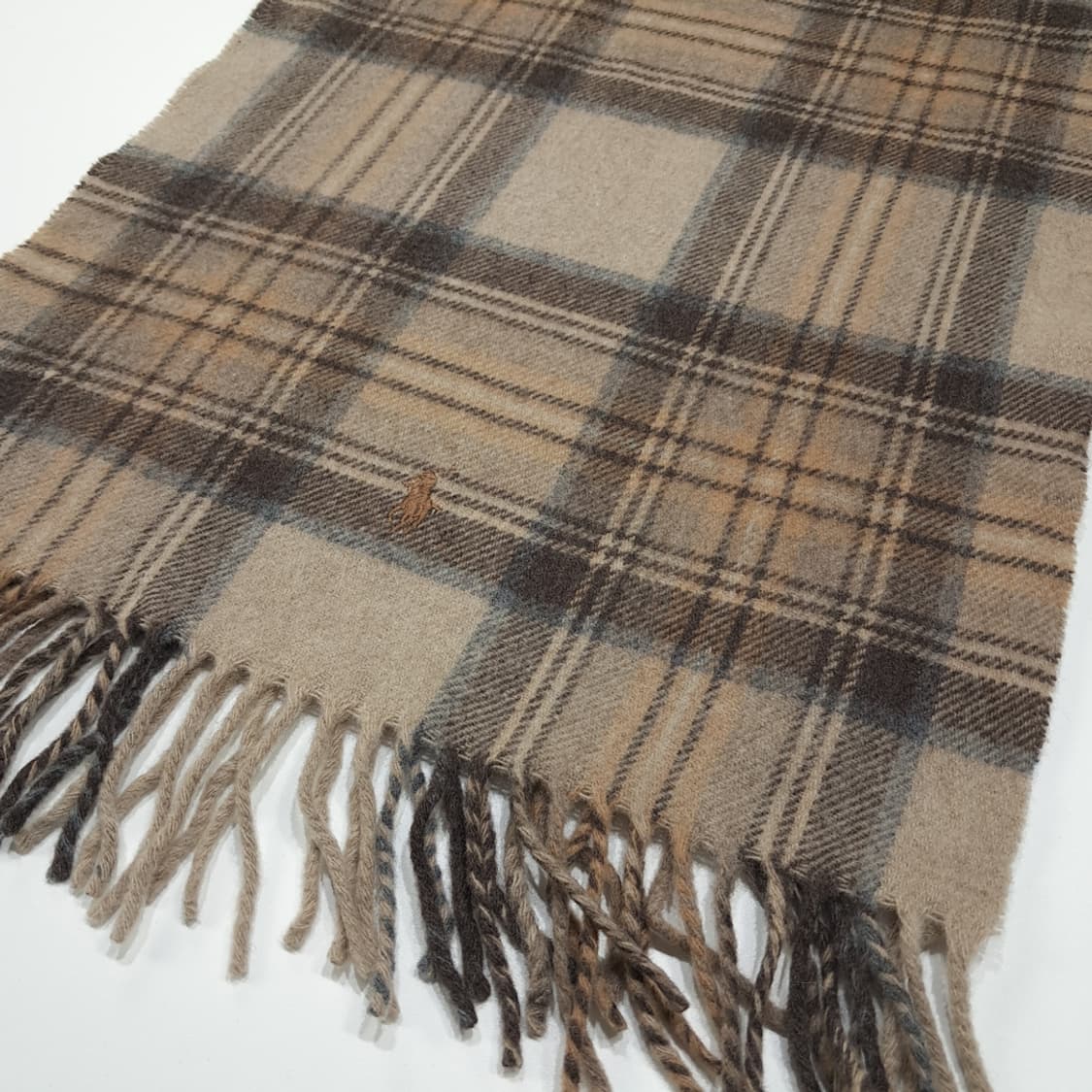 MX625 폴로 00s 이태리판 울캐시미어 타탄체크 카멜 머플러목도리 상품이미지6