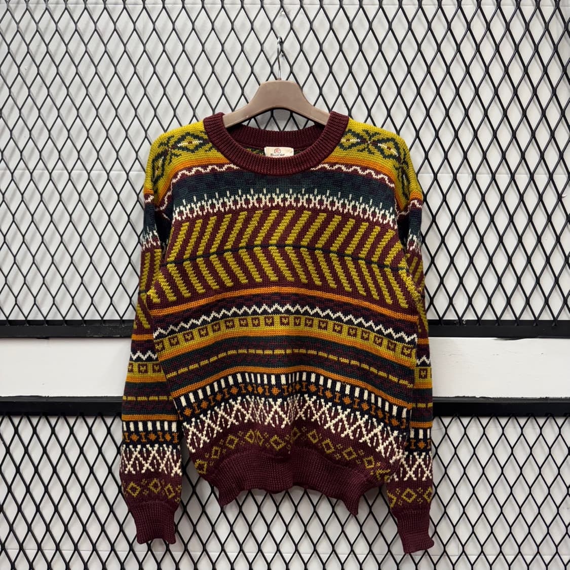USA VTG 보헤미안 패턴 울 니트 스웨터 멀티 컬러 상품이미지1