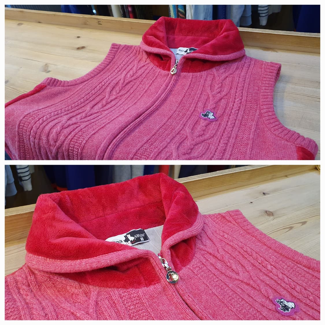 66.블랙&화이트 방풍 니트조끼 상품이미지4