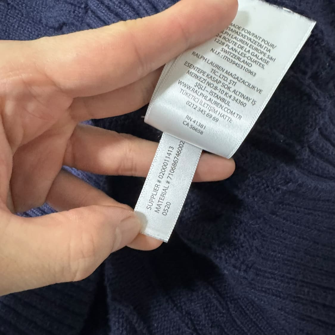 신형 폴로 랄프로렌 네이비 꽈배기 니트 상품이미지4