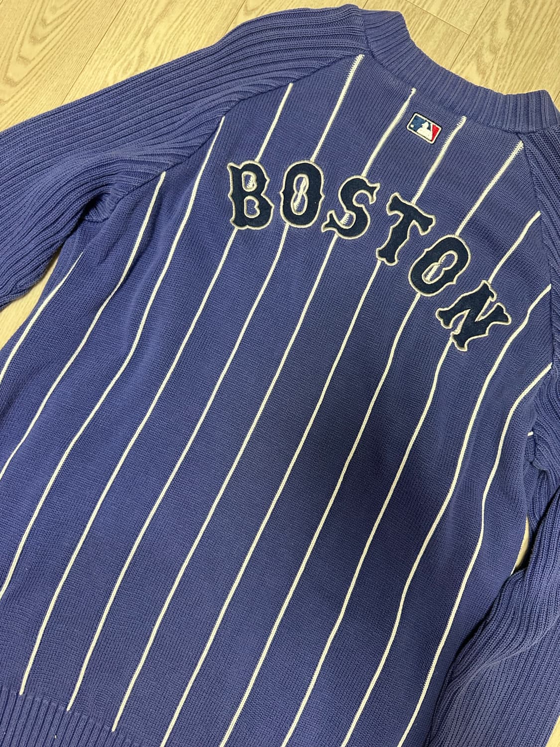 MLB 보스턴 스트라이프 니트 져지 집업 상품이미지1