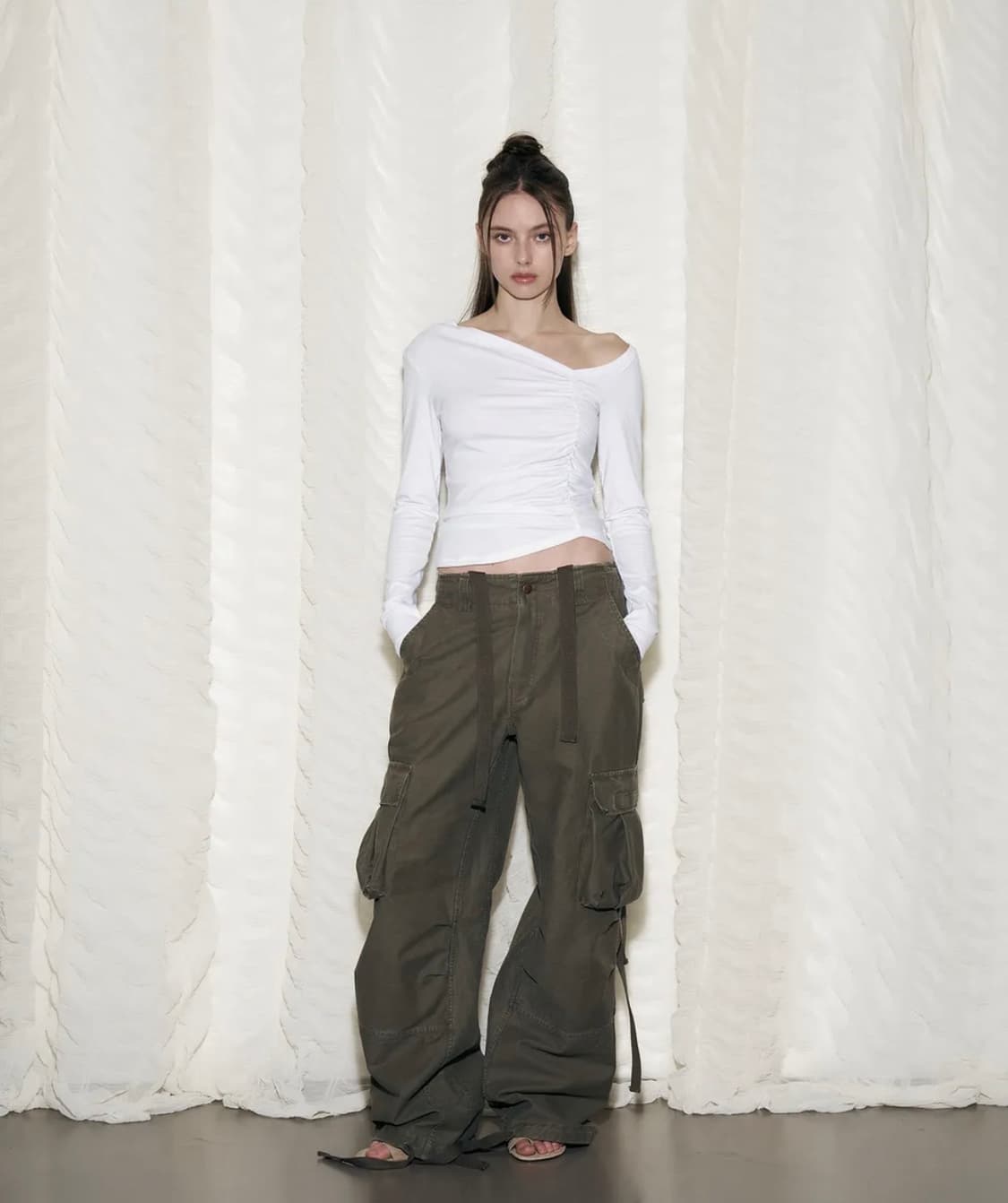 플리즈노팔로우Tex Wide Work Pants (Washed Khak) 상품이미지1