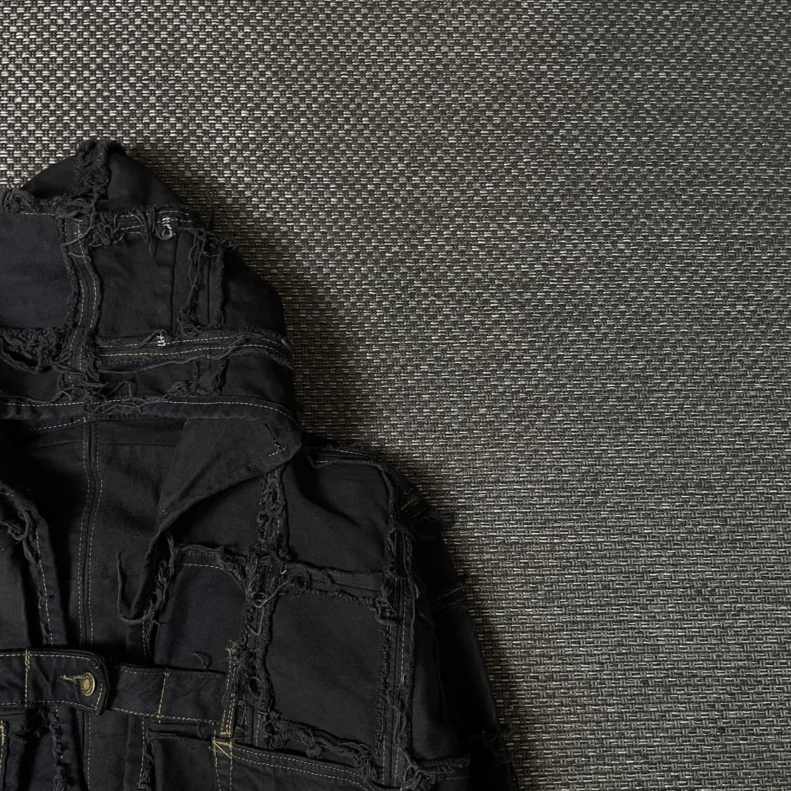 빈티지 블랙 리워크 후드 커스텀 데님 자켓 상품이미지3