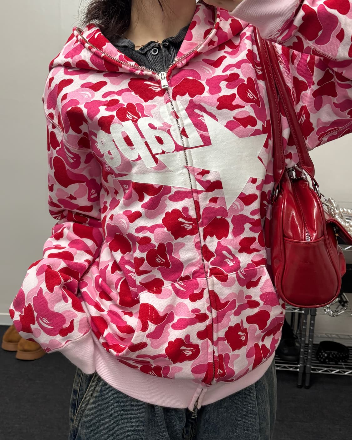 베이프 스타 ABC 핑크 카모 후드집업 상품이미지1