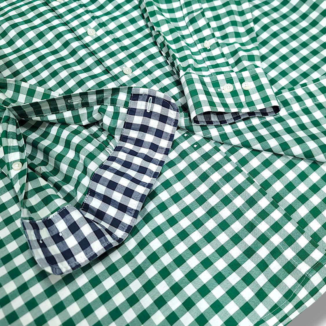 [L] 브룩스브라더스 그린 깅엄체크 코튼 긴팔셔츠 상품이미지6