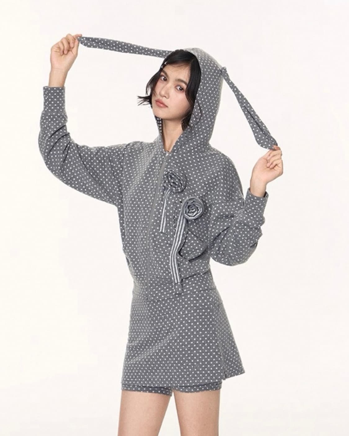 Blooming Bunny Dot Hoodie 리버시블 토끼귀 후드집업 상품이미지2