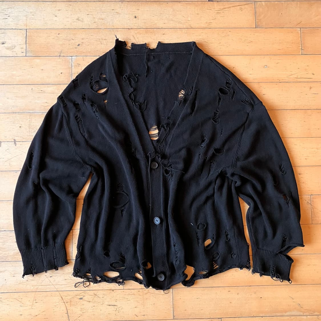 Japanese 90s 빈티지 가공 그런지 블랙 가디건 105 상품이미지2