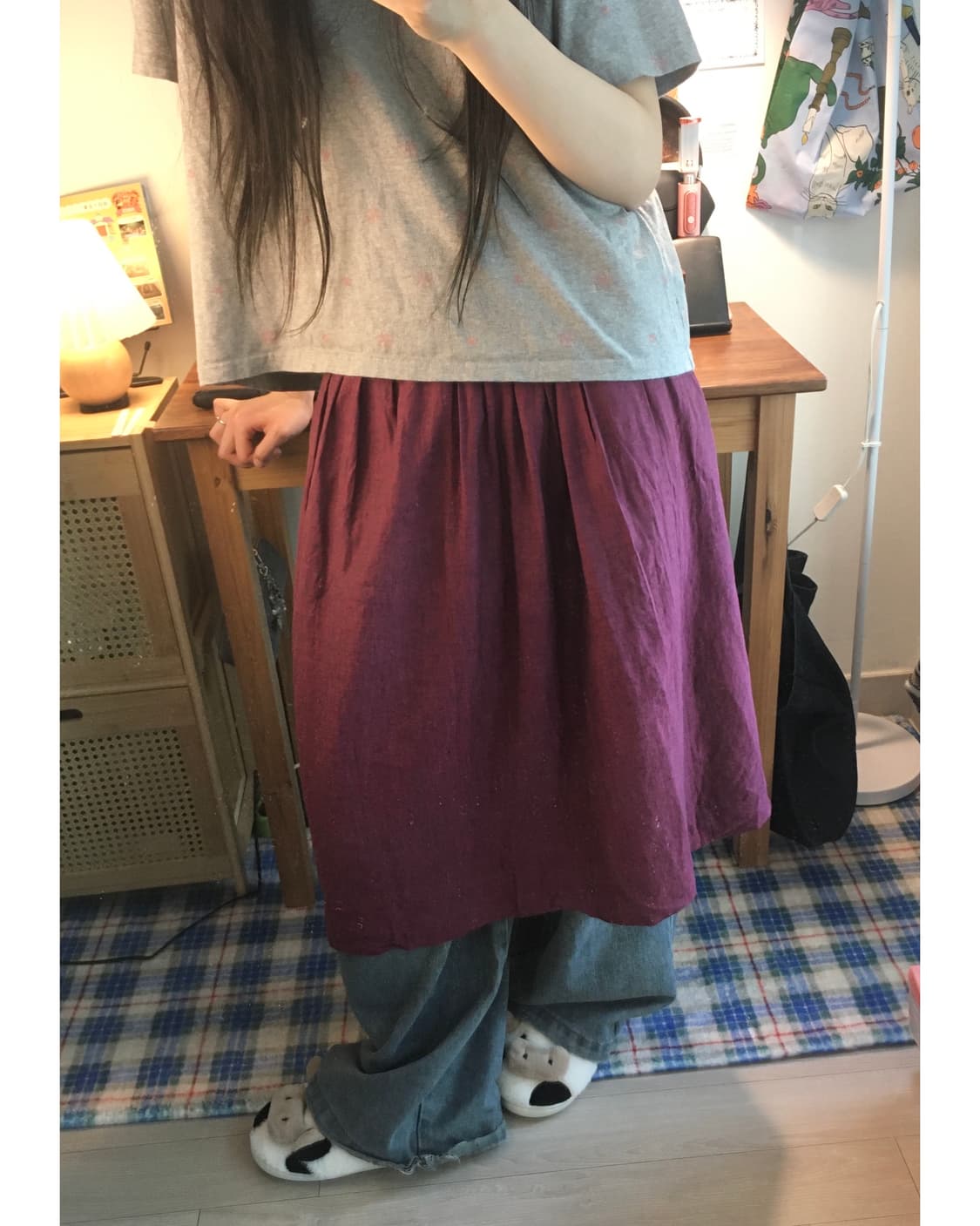 vintage pleated midi skirt plum 상품이미지4