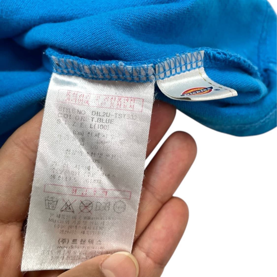 디키즈 Dickies 블루 오리지널 박스 로고 반팔 티셔츠 L 상품이미지2