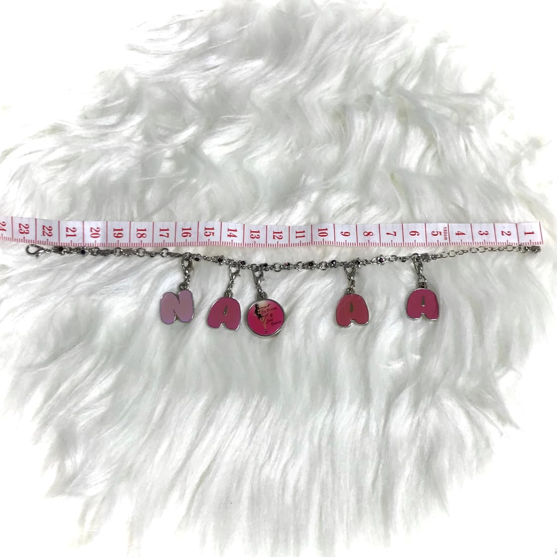 빈티지 핫핑크 갸루 y2k 이니셜 팬던트 팔찌 상품이미지3