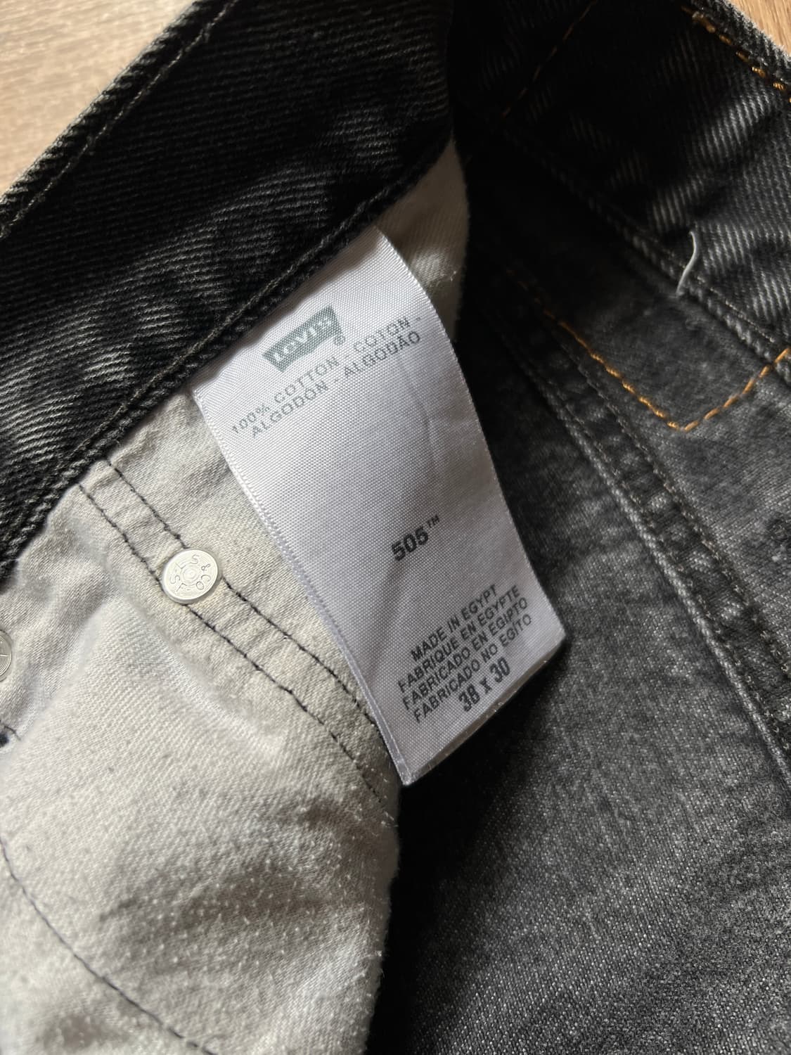 [38]리바이스 505 빈티지 워싱 레귤러 스트레이트 흑청 데님 팬츠 상품이미지6