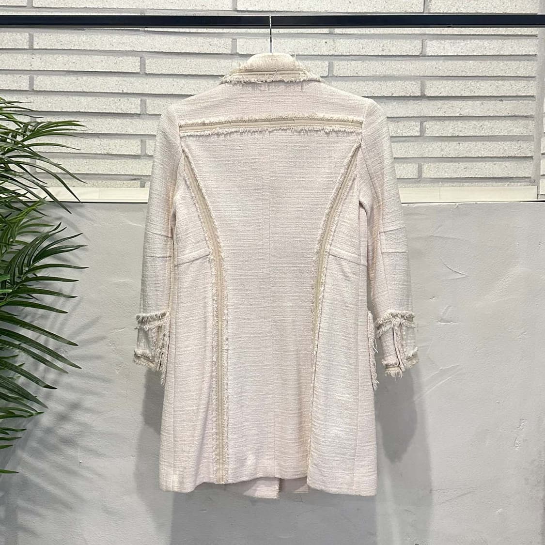 시스템 트위드 롱 자켓 스냅버튼 4포켓 프린지 디테일 아이보리 상품이미지3