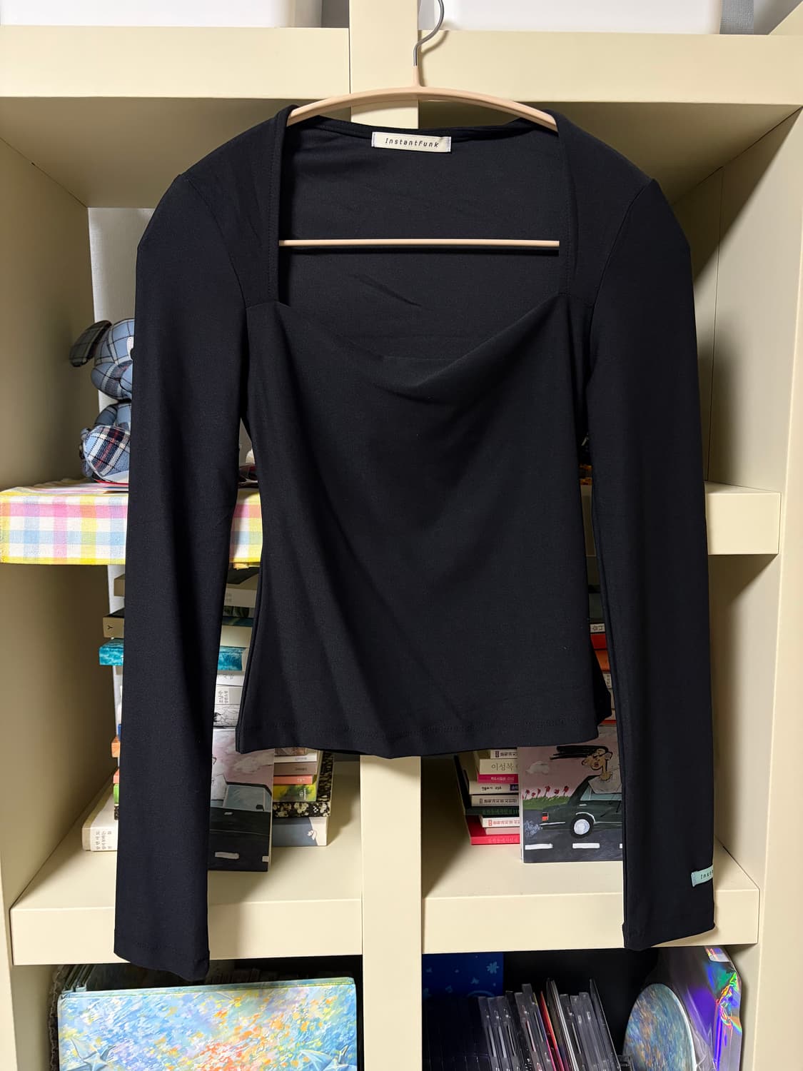 인스턴트펑크 스퀘어넥 롱슬리브 블랙 상품이미지2